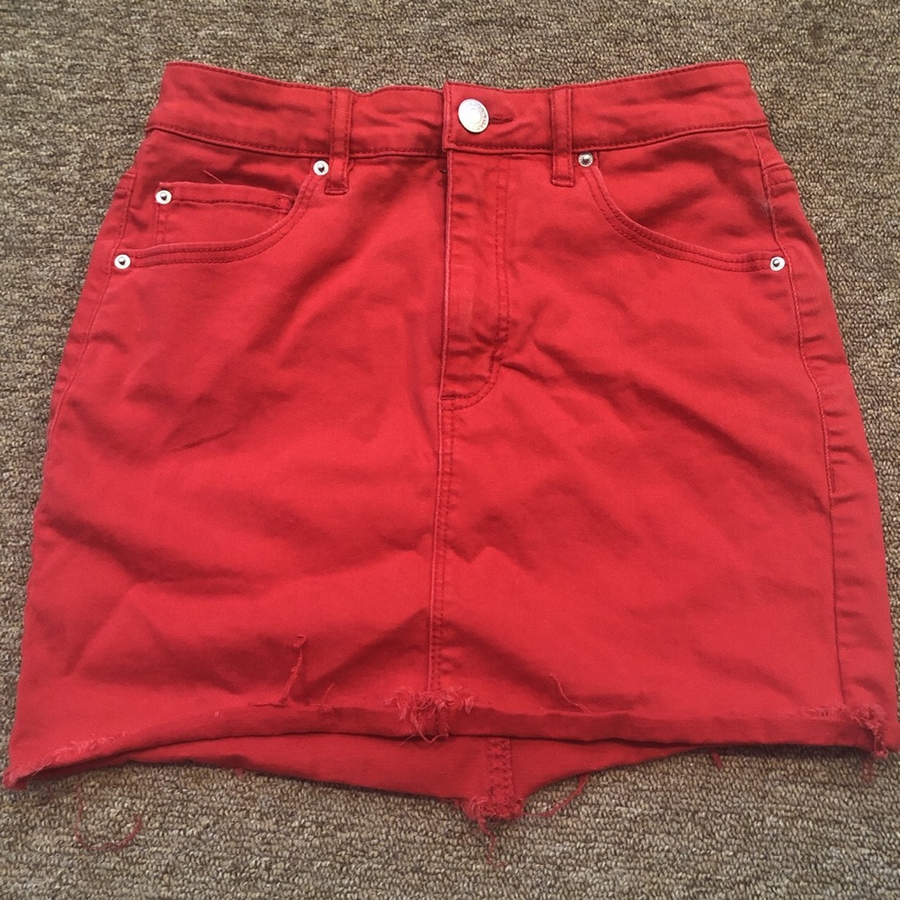 Red denim skirt from Garage